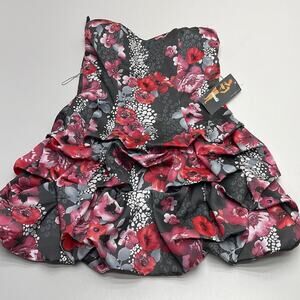 RUBY ROX Women’s 5 Red Floral Strapless Dress